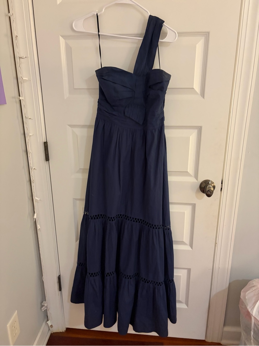 Southern Rock One-Shoulder Navy Blue Maxi Dress